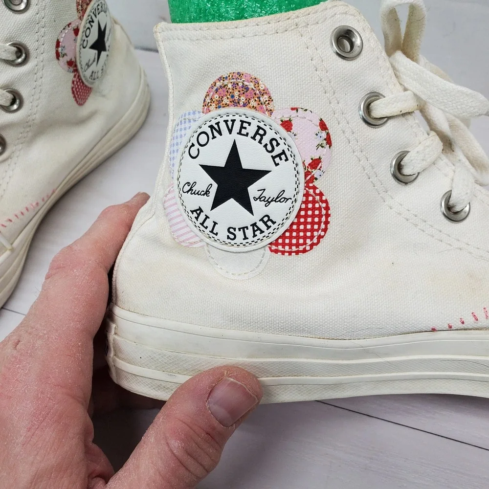 Converse Chuck Taylor All Star High‎ Top Sneakers White Pink Floral Size 8 - Picture 10 of 16